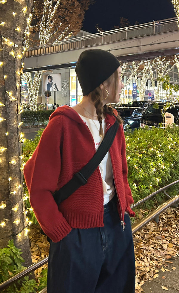 ダブルZIPフーディーニット